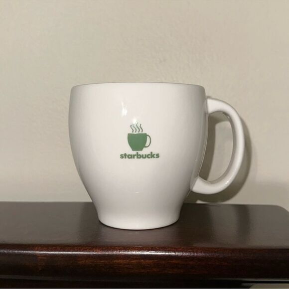Starbucks Abbey White Green Barista Series Round Medium Ceramic Mug - Picture 1 of 6